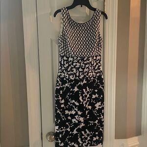 White House Black Market Black and White Midi Dress